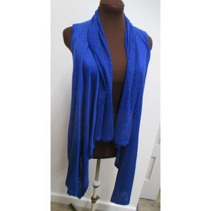 NWT CABLE & GAUGE SLEEVELESS CARDIGAN CARDI SWEATER VEST STUNNING BLUE SIZE MED